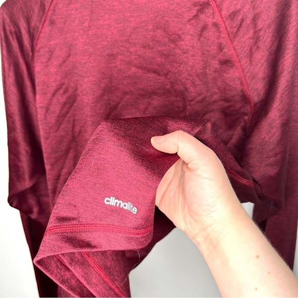 Adidas Climalite Burgundy Red Long Sleeve Half Zip Athletic Top Size Large - Picture 9 of 14